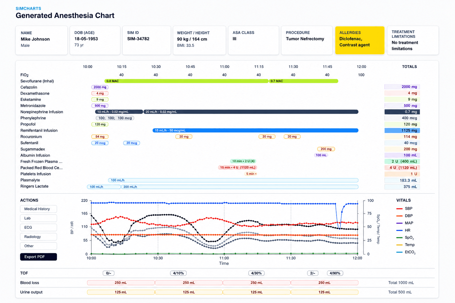 Generated anesthesia chart screenshot